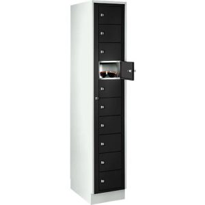 Verteilerschrank, mit Zentraltür, Abteilbreite innen 350 mm, Breite 350 mm, 10 Fächer, tiefschwarz Verteilerschrank, mit Zentraltür, Abteilbreite innen 350 mm, Breite 350 mm, 10 Fächer, tiefschwarz