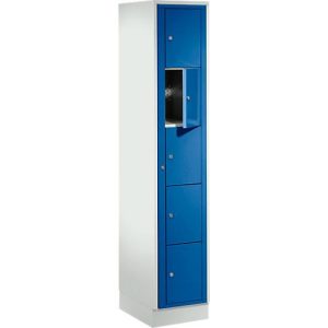 Verteilerschrank, mit Zentraltür, Abteilbreite innen 350 mm, Breite 350 mm, 5 Fächer, enzianblau Verteilerschrank, mit Zentraltür, Abteilbreite innen 350 mm, Breite 350 mm, 5 Fächer, enzianblau