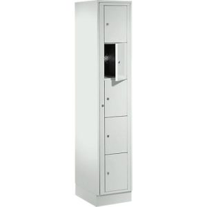 Verteilerschrank, mit Zentraltür, Abteilbreite innen 350 mm, Breite 350 mm, 5 Fächer, lichtgrau Verteilerschrank, mit Zentraltür, Abteilbreite innen 350 mm, Breite 350 mm, 5 Fächer, lichtgrau