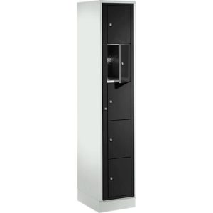 Verteilerschrank, mit Zentraltür, Abteilbreite innen 350 mm, Breite 350 mm, 5 Fächer, tiefschwarz Verteilerschrank, mit Zentraltür, Abteilbreite innen 350 mm, Breite 350 mm, 5 Fächer, tiefschwarz