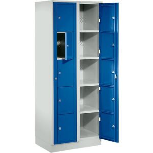 Verteilerschrank, mit Zentraltür, Abteilbreite innen 350 mm, Breite 700 mm, 10 Fächer, enzianblau Verteilerschrank, mit Zentraltür, Abteilbreite innen 350 mm, Breite 700 mm, 10 Fächer, enzianblau