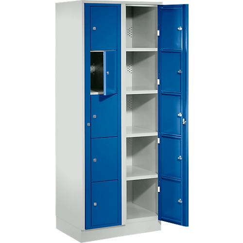 Verteilerschrank, mit Zentraltür, Abteilbreite innen 350 mm, Breite 700 mm, 10 Fächer, enzianblau