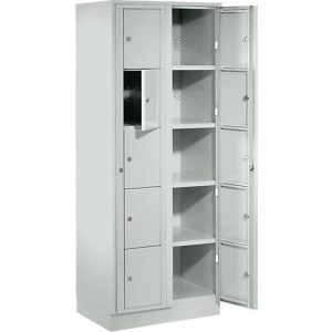 Verteilerschrank, mit Zentraltür, Abteilbreite innen 350 mm, Breite 700 mm, 10 Fächer, lichtgrau Verteilerschrank, mit Zentraltür, Abteilbreite innen 350 mm, Breite 700 mm, 10 Fächer, lichtgrau