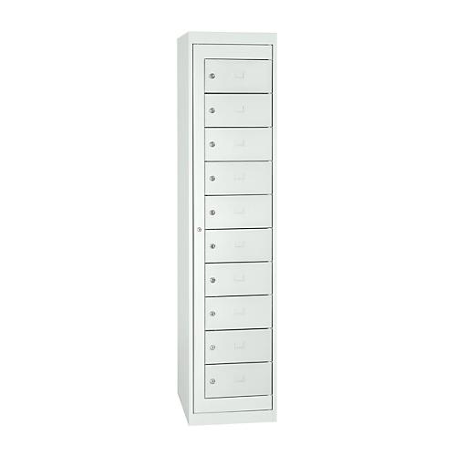 Wäscheschrank, abschließbar, mit 10 Fächern, Höhe 1800 mm, lichtgrau/lichtgrau