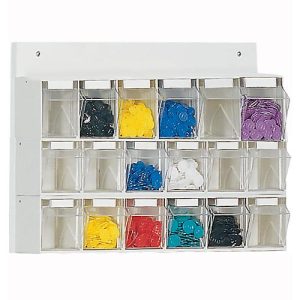 Wand Kleinteilemagazin MultiStore, 18 Klappkästen, Volumen 4,7 l, B 600 x T 108 x H 410 mm, Holzplatte & Polystyrol Wand Kleinteilemagazin MultiStore, 18 Klappkästen, Volumen 4,7 l, B 600 x T 108 x H 410 mm, Holzplatte & Polystyrol