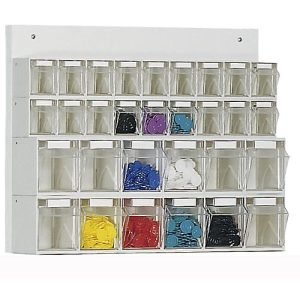 Wand Kleinteilemagazin MultiStore, 30 Klappkästen, Volumen 5,2 l, B 600 x T 108 x H 410 mm, Holzplatte & Polystyrol Wand Kleinteilemagazin MultiStore, 30 Klappkästen, Volumen 5,2 l, B 600 x T 108 x H 410 mm, Holzplatte & Polystyrol