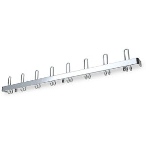 Wandgarderobe, flache Hakenträger, Aluminium, 1600 mm breit