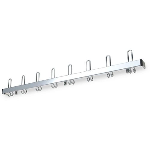 Wandgarderobe, flache Hakenträger, Aluminium, 1600 mm breit