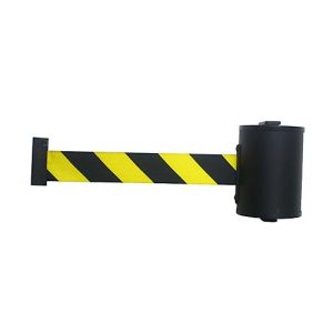 Wandgurtkassette, Schraubbefestigung, 10 m lang, drehbar, schw/gelb Wandgurtkassette, Schraubbefestigung, 10 m lang, drehbar, schw/gelb