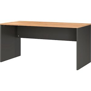 Wangenschreibtisch Boston, mit Knieblende, B 1580 x T 790 x H 750 mm, Navarra Eiche/graphit Wangenschreibtisch Boston, mit Knieblende, B 1580 x T 790 x H 750 mm, Navarra Eiche/graphit