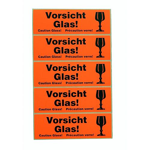 Warn- und Hinweisetiketten 'Vorsicht Glas!', 125 Stück