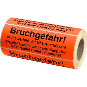 Warnetiketten, Bruchgefahr!, 500 Stück Warnetiketten, Bruchgefahr!, 500 Stück
