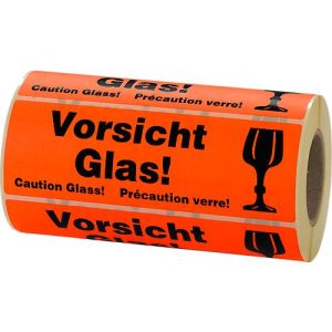 Warnetiketten, Vorsicht Glas!, 500 Stück Warnetiketten, Vorsicht Glas!, 500 Stück