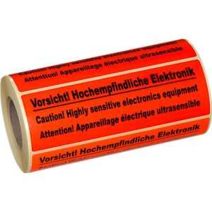 Warnetiketten, Vorsicht! Hochempfindliche Elektronik, 500 Stück Warnetiketten, Vorsicht! Hochempfindliche Elektronik, 500 Stück