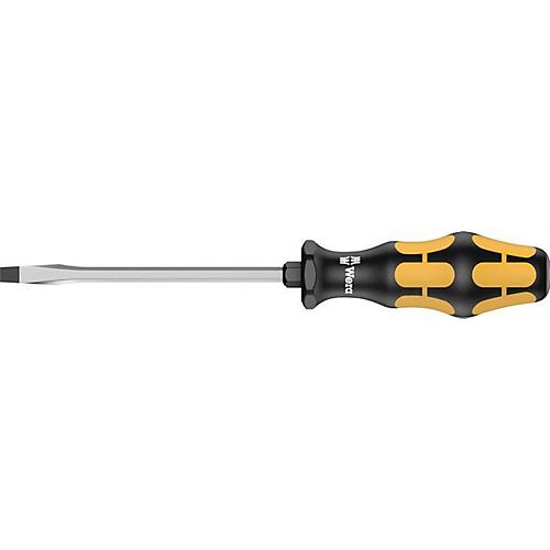 WERA Schlitzschraubendreher 932 A, Schneide B 5,5 mm, Klinge L 100 mm, Schlagkappe, 2K-Griff, Molybdän-Vanadium-Stahl