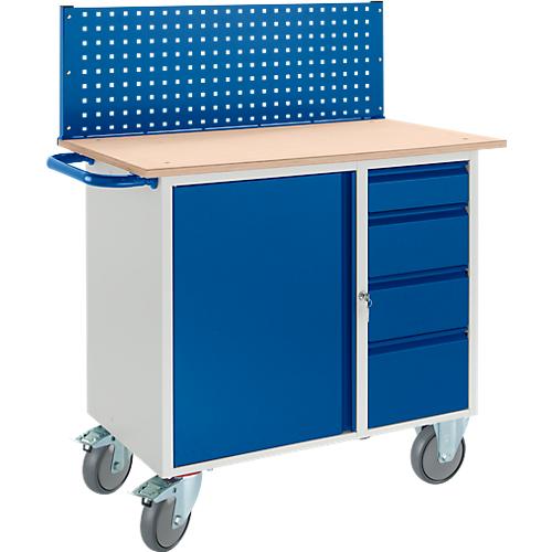 Werkbank mit Schrank, 4 Schublade und Multiwand/Lochmodulplatte