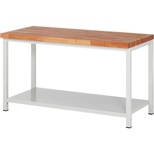 Werkbank Serie 8000, stationär, Stahlblech-Ablageboden, B 1500 x T 700 x H 840 – 1040 mm