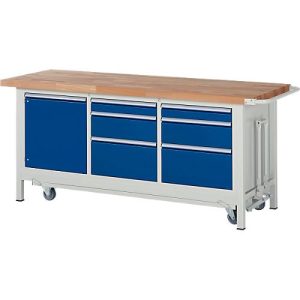Werkbank Serie 8570, absenkbar, 6 Schubladen, 1 Tür mit Fachboden Werkbank Serie 8570, absenkbar, 6 Schubladen, 1 Tür mit Fachboden