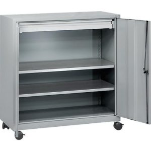 Werkzeugschrank, mit 4 Rollen, 2 Einlegeböden & 1 Schublade, Zylinderschloss, B 1000 x T 500 x H 1000 mm, Stahlblech, weißalu/weißalu