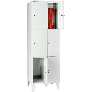 Wertfachschrank 300 mm, 2 Abteile, 6 Fächer, Sicherheitszylinderschloss, Fuß, lichtgrau Wertfachschrank 300 mm, 2 Abteile, 6 Fächer, Sicherheitszylinderschloss, Fuß, lichtgrau