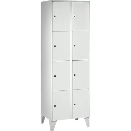 Wertfachschrank 300 mm, 2 Abteile, 8 Fächer, Sicherheitszylinderschloss, Fuß, lichtgrau