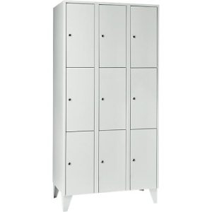 Wertfachschrank 300 mm, 3 Abteile, 9 Fächer, Sicherheitszylinderschloss, Fuß, lichtgrau Wertfachschrank 300 mm, 3 Abteile, 9 Fächer, Sicherheitszylinderschloss, Fuß, lichtgrau