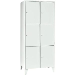 Wertfachschrank 400 mm, 2 Abteile, 6 Fächer, Sicherheitszylinderschloss, Fuß, lichtgrau
