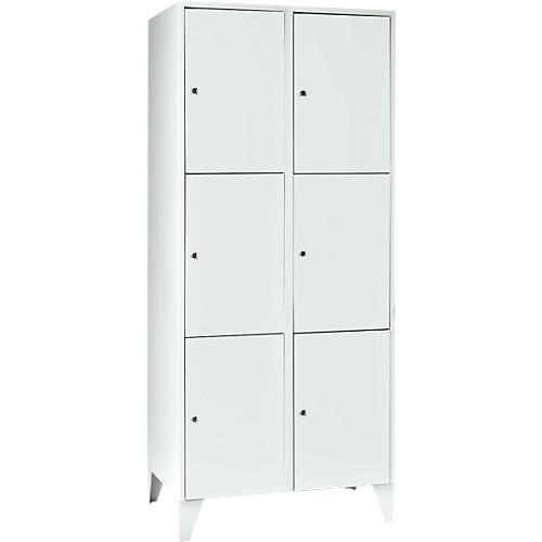 Wertfachschrank 400 mm, 2 Abteile, 6 Fächer, Sicherheitszylinderschloss, Fuß, lichtgrau