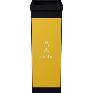Wertstoffsammler Paperflow, Volumen 60 l, für Kunststoff, mit abnehmbarem Deckel & Piktogramm, erweiterbar, L 363 x B 263 x H 760 mm, Polystyrol, gelb-schwarz