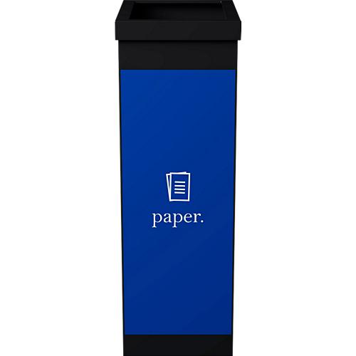 Wertstoffsammler Paperflow, Volumen 60 l, für Papier, mit abnehmbarem Deckel & Piktogramm, erweiterbar, L 363 x B 263 x H 760 mm, Polystyrol, blau-schwarz