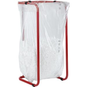 Wertstoffsammler, stationär, Volumen 200 l, mit Sackhaltern, L 460 x B 460 x H 970 mm, Stahlrohr pulverbeschichtet, karminrot RAL 3002