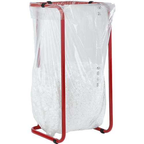 Wertstoffsammler, stationär, Volumen 200 l, mit Sackhaltern, L 460 x B 460 x H 970 mm, Stahlrohr pulverbeschichtet, karminrot RAL 3002