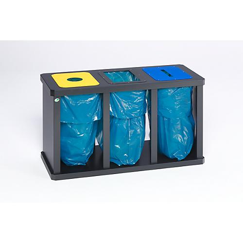 Wertstoffsammler VAR Tetris, als 3er-Station, mit Klemmring, Stahl