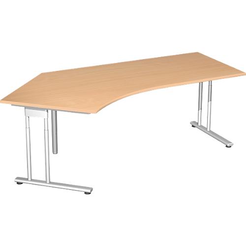 Winkelschreibtisch 135° PALENQUE, C-Fuß, Winkel links, B 2165 x T 800/1130 x H 720 mm, Buche