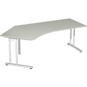 Winkelschreibtisch 135° PALENQUE, C-Fuß, Winkel links, B 2165 x T 800/1130 x H 720 mm, lichtgrau Winkelschreibtisch 135° PALENQUE, C-Fuß, Winkel links, B 2165 x T 800/1130 x H 720 mm, lichtgrau
