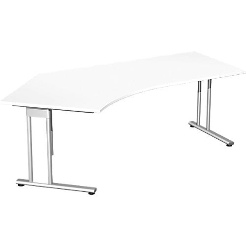 Winkelschreibtisch 135° PALENQUE, C-Fuß, Winkel links, B 2165 x T 800/1130 x H 720 mm, weiß