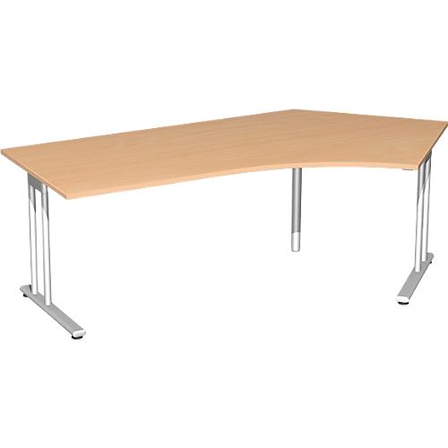 Winkelschreibtisch 135° PALENQUE, C-Fuß, Winkel rechts, B 2165 x T 800/1130 x H 720 mm, Buche