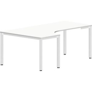 Winkelschreibtisch BEXXSTAR, Quadratrohrfuß, Ansatz links, B 2000 x T 800/1200 x H 740 mm, weiß Winkelschreibtisch BEXXSTAR, Quadratrohrfuß, Ansatz links, B 2000 x T 800/1200 x H 740 mm, weiß