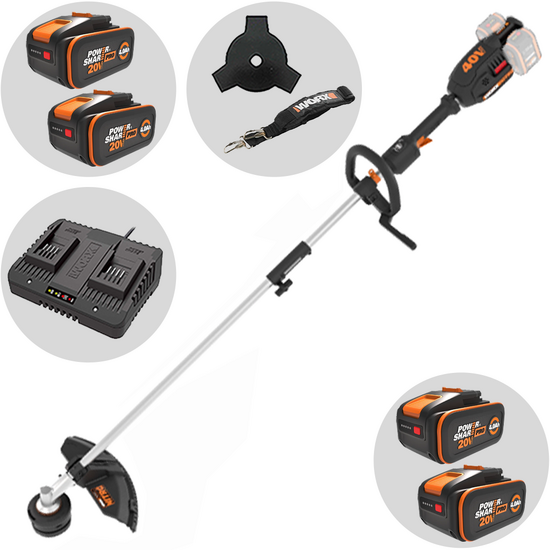 Worx NITRO WG186E - Akku-Rasentrimmer - 2x20V/4Ah