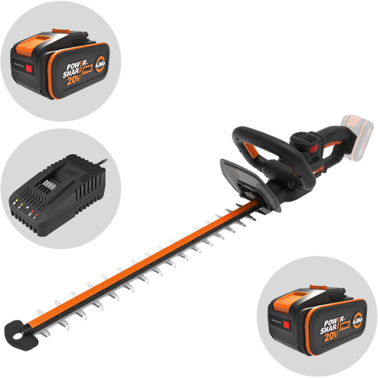 Worx Nitro WG263E - Akku-Heckenschere - 20V/4Ah - 57 cm Schwertlänge