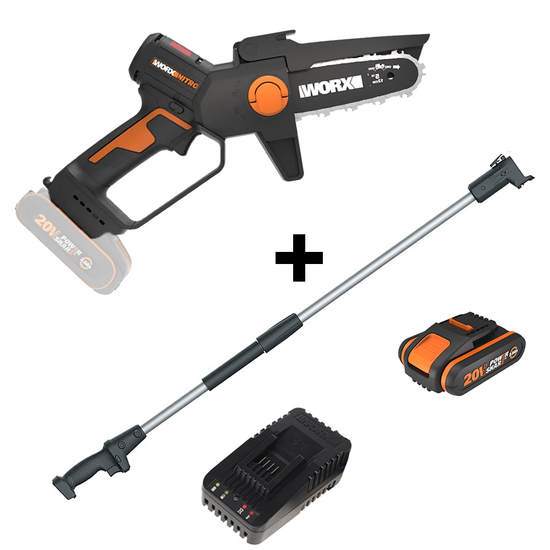 Worx Nitro WG325E - Akku-Astkettensäge + Verlängerung 20V/2Ah