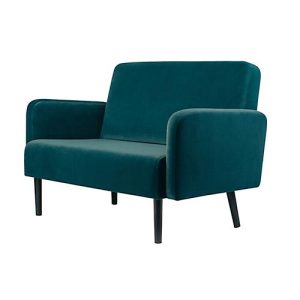 Zweisitzer Sofa easyChair® by Paperflow LISBOA, Samtbezug grün, Fußgestell schwarz, B 1240 x T 815 x H 830 mm Zweisitzer Sofa easyChair® by Paperflow LISBOA, Samtbezug grün, Fußgestell schwarz, B 1240 x T 815 x H 830 mm