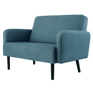 Zweisitzer Sofa easyChair® by Paperflow LISBOA, Stoffbezug blau, Fußgestell schwarz, B 1240 x T 815 x H 830 mm Zweisitzer Sofa easyChair® by Paperflow LISBOA, Stoffbezug blau, Fußgestell schwarz, B 1240 x T 815 x H 830 mm