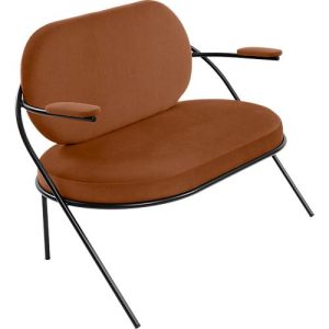 Zweisitzer Sofa Meet by Paperflow Saturne, mit Armlehnen, B 1180 x T 730 x H 880 mm, Stahlrohr, Kunstleder, Schwarz/Rost Zweisitzer Sofa Meet by Paperflow Saturne, mit Armlehnen, B 1180 x T 730 x H 880 mm, Stahlrohr, Kunstleder, Schwarz/Rost