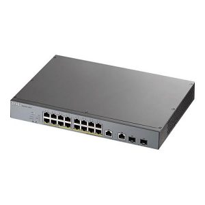 Zyxel GS1350-18HP – Switch – Smart – 16 x 10/100/1000 (PoE+) + 2 x Combo Gigabit Ethernet/Gigabit SFP – Desktop – PoE+ (250 W) Zyxel GS1350-18HP – Switch – Smart – 16 x 10/100/1000 (PoE+) + 2 x Combo Gigabit Ethernet/Gigabit SFP – Desktop – PoE+ (250 W)